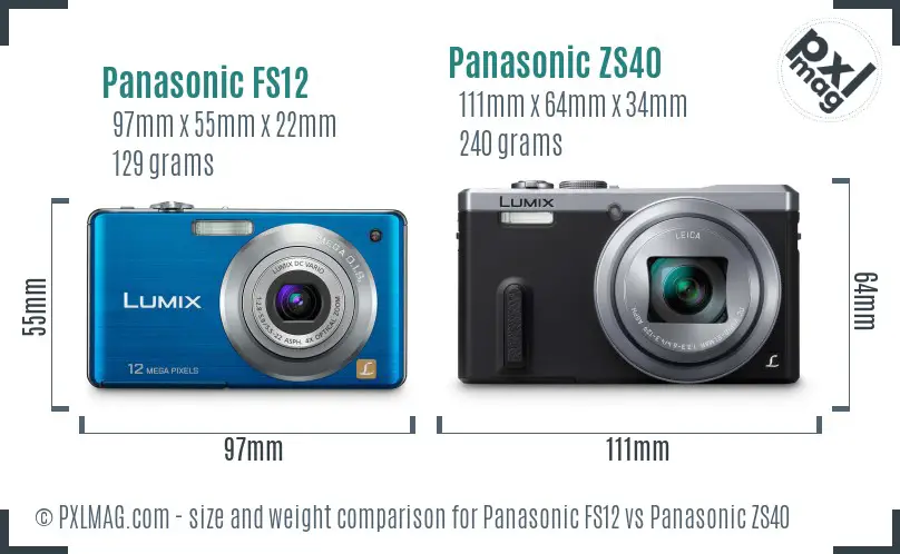 Panasonic FS12 vs Panasonic ZS40 size comparison