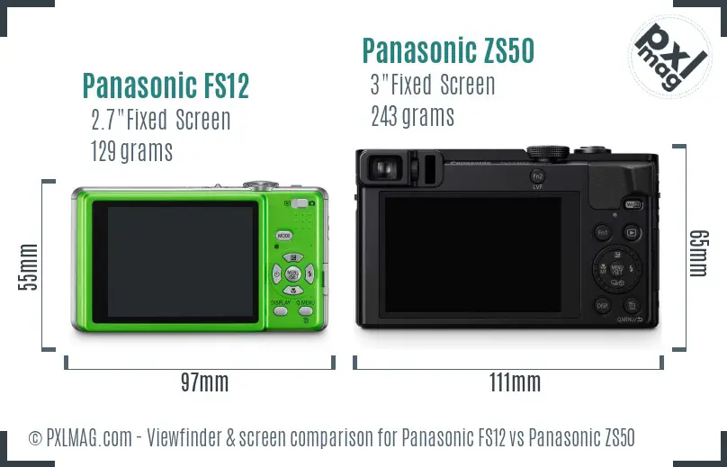 Panasonic FS12 vs Panasonic ZS50 Screen and Viewfinder comparison