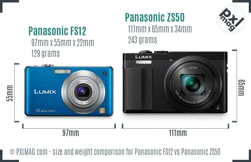Panasonic FS12 vs Panasonic ZS50 size comparison