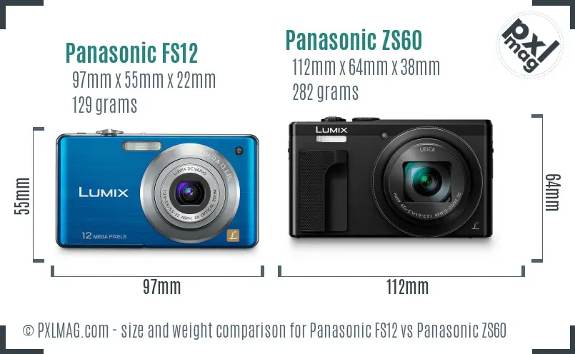 Panasonic FS12 vs Panasonic ZS60 size comparison