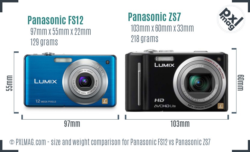 Panasonic FS12 vs Panasonic ZS7 size comparison