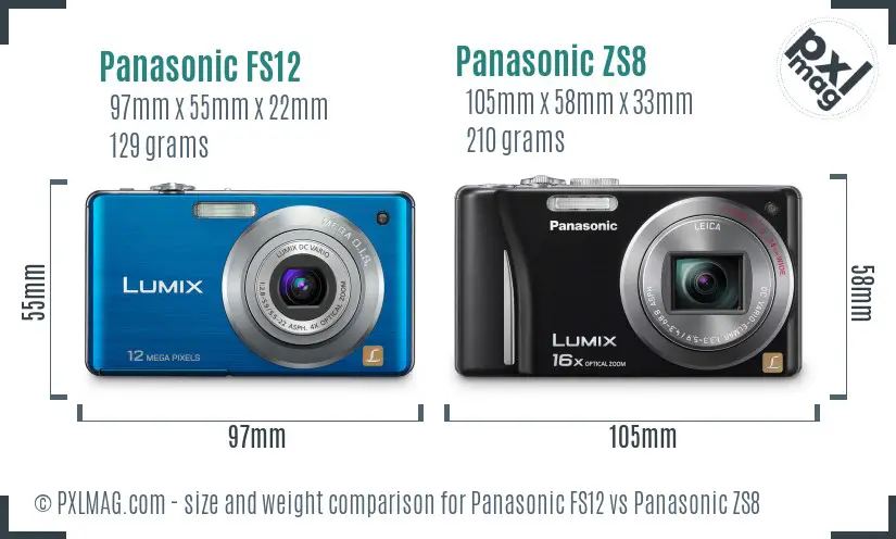 Panasonic FS12 vs Panasonic ZS8 size comparison