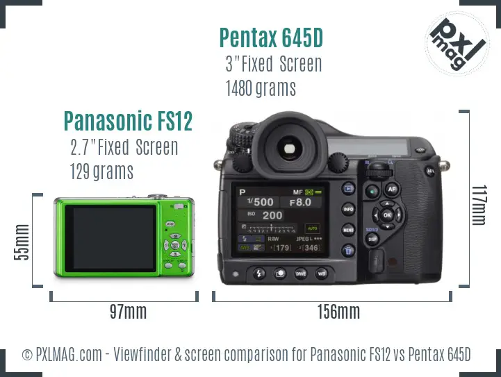 Panasonic FS12 vs Pentax 645D Screen and Viewfinder comparison