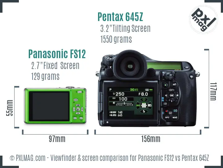 Panasonic FS12 vs Pentax 645Z Screen and Viewfinder comparison