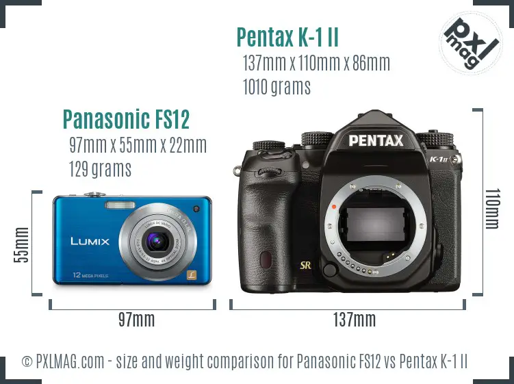 Panasonic FS12 vs Pentax K-1 II size comparison