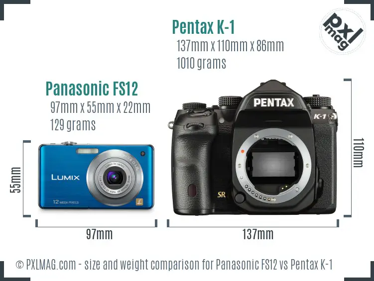 Panasonic FS12 vs Pentax K-1 size comparison