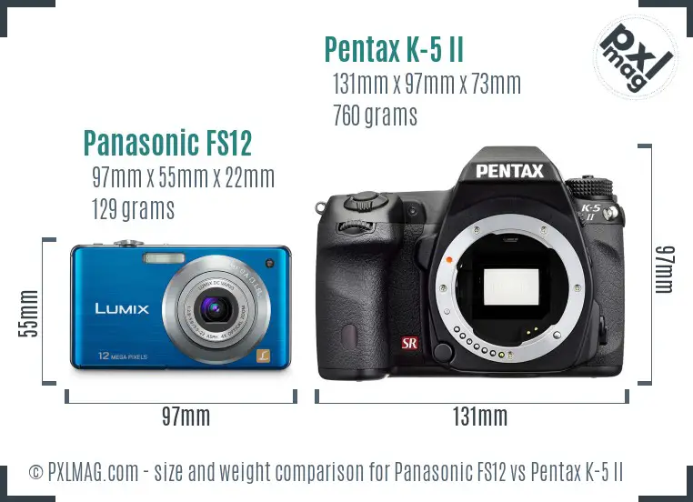 Panasonic FS12 vs Pentax K-5 II size comparison