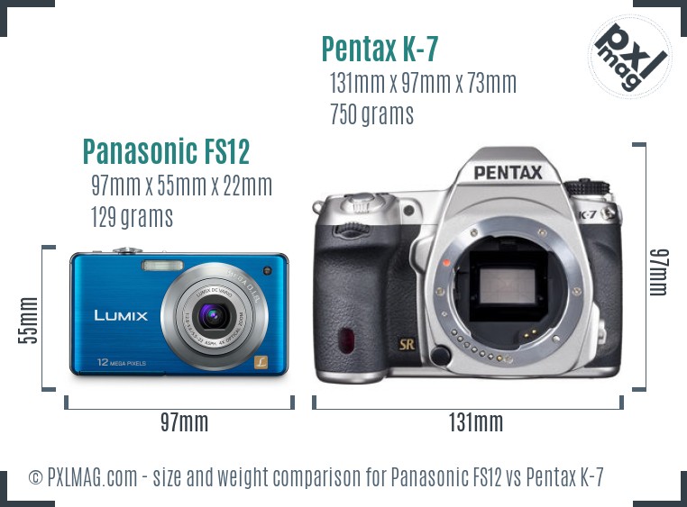 Panasonic FS12 vs Pentax K-7 size comparison