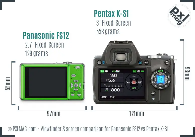 Panasonic FS12 vs Pentax K-S1 Screen and Viewfinder comparison