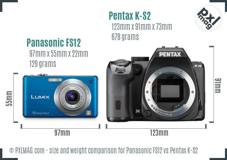 Panasonic FS12 vs Pentax K-S2 size comparison