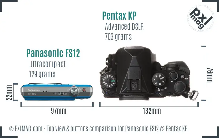 Panasonic FS12 vs Pentax KP top view buttons comparison