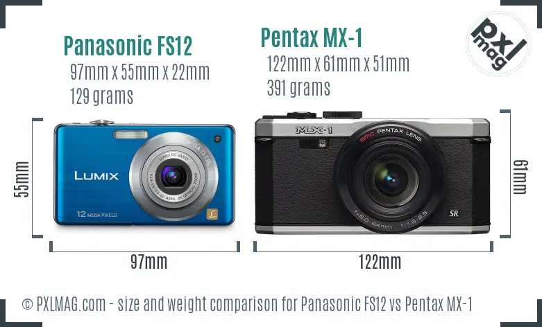 Panasonic FS12 vs Pentax MX-1 size comparison