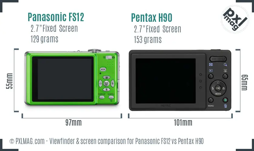 Panasonic FS12 vs Pentax H90 Screen and Viewfinder comparison