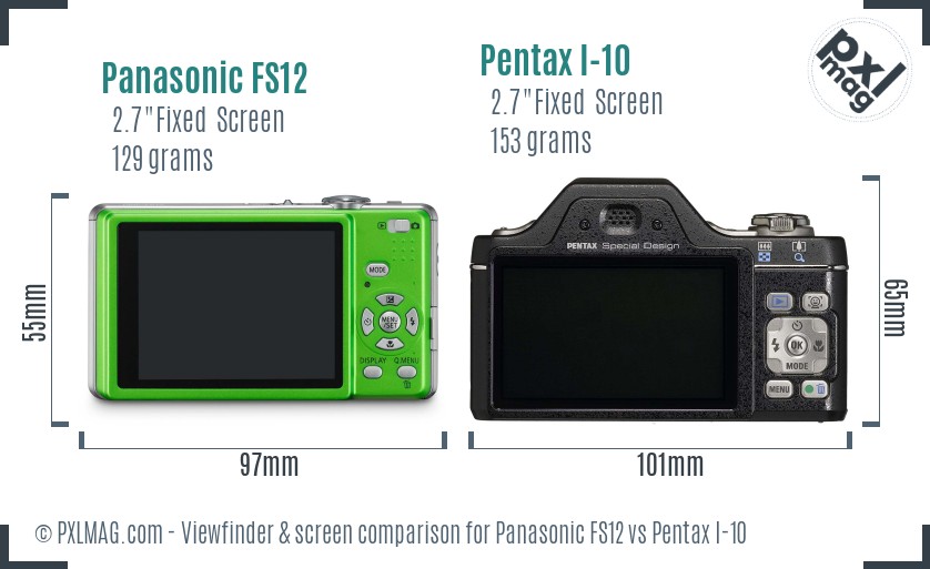 Panasonic FS12 vs Pentax I-10 Screen and Viewfinder comparison