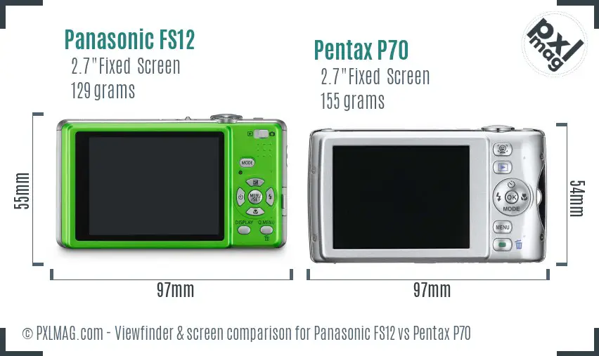 Panasonic FS12 vs Pentax P70 Screen and Viewfinder comparison