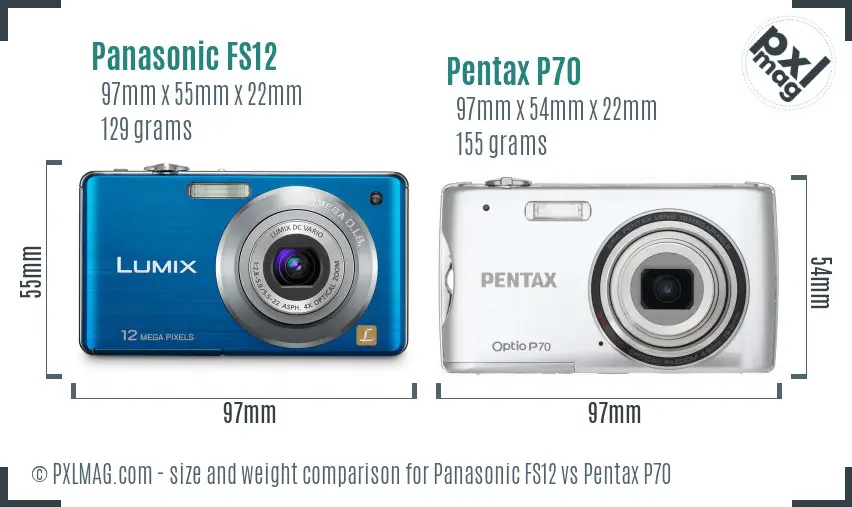 Panasonic FS12 vs Pentax P70 size comparison