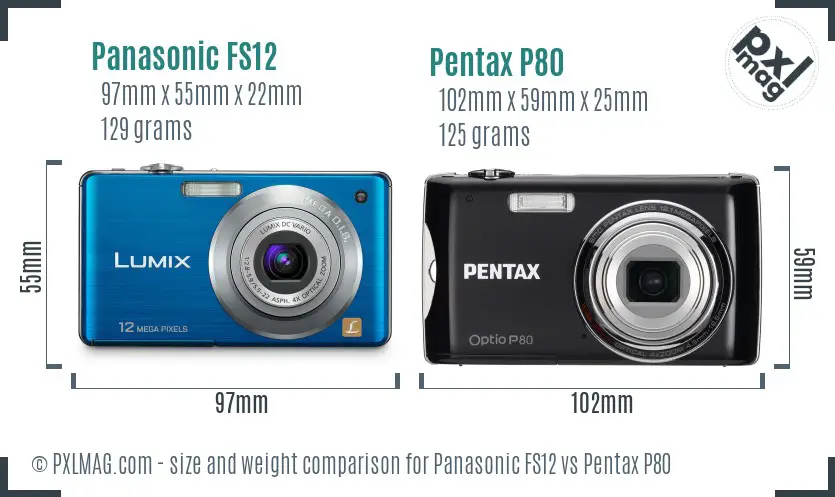 Panasonic FS12 vs Pentax P80 size comparison