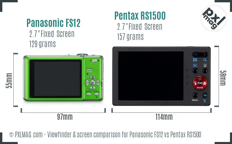 Panasonic FS12 vs Pentax RS1500 Screen and Viewfinder comparison