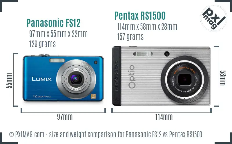 Panasonic FS12 vs Pentax RS1500 size comparison