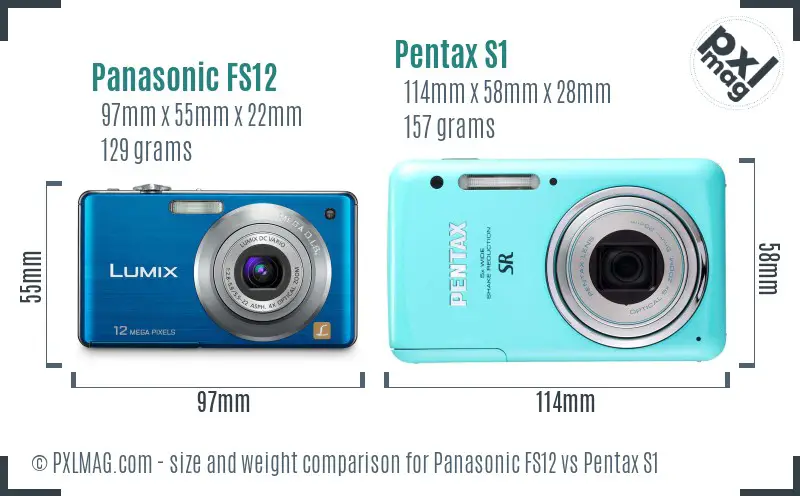 Panasonic FS12 vs Pentax S1 size comparison