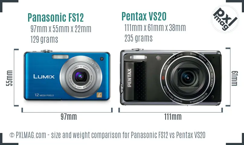 Panasonic FS12 vs Pentax VS20 size comparison