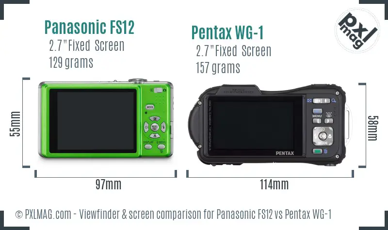 Panasonic FS12 vs Pentax WG-1 Screen and Viewfinder comparison