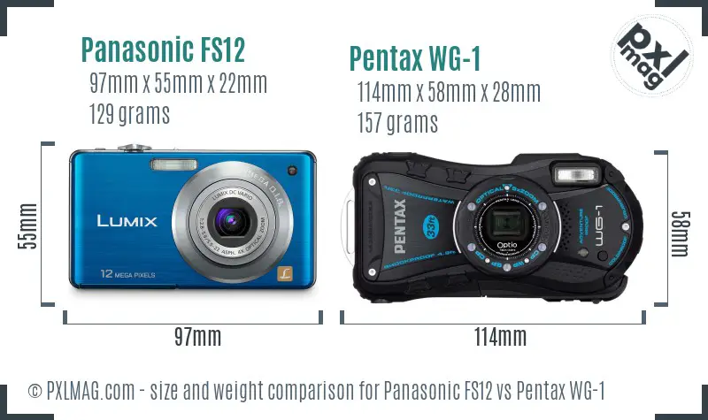 Panasonic FS12 vs Pentax WG-1 size comparison