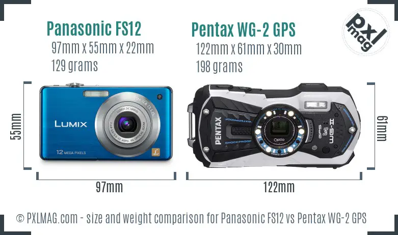 Panasonic FS12 vs Pentax WG-2 GPS size comparison