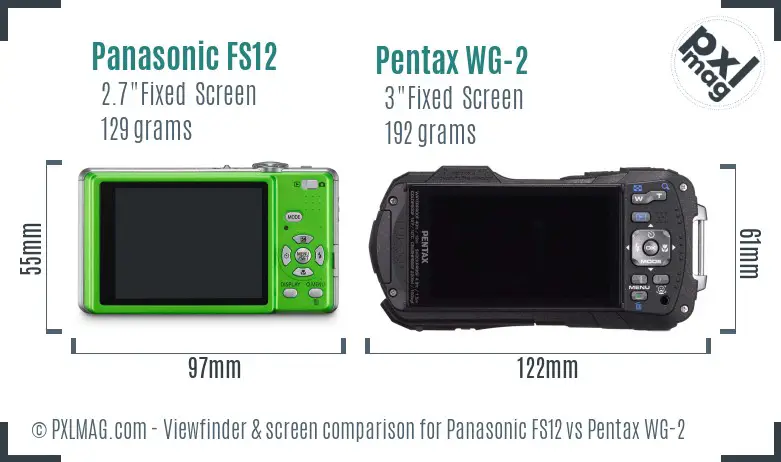 Panasonic FS12 vs Pentax WG-2 Screen and Viewfinder comparison