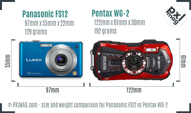 Panasonic FS12 vs Pentax WG-2 size comparison