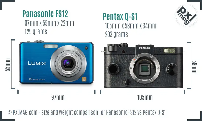 Panasonic FS12 vs Pentax Q-S1 size comparison
