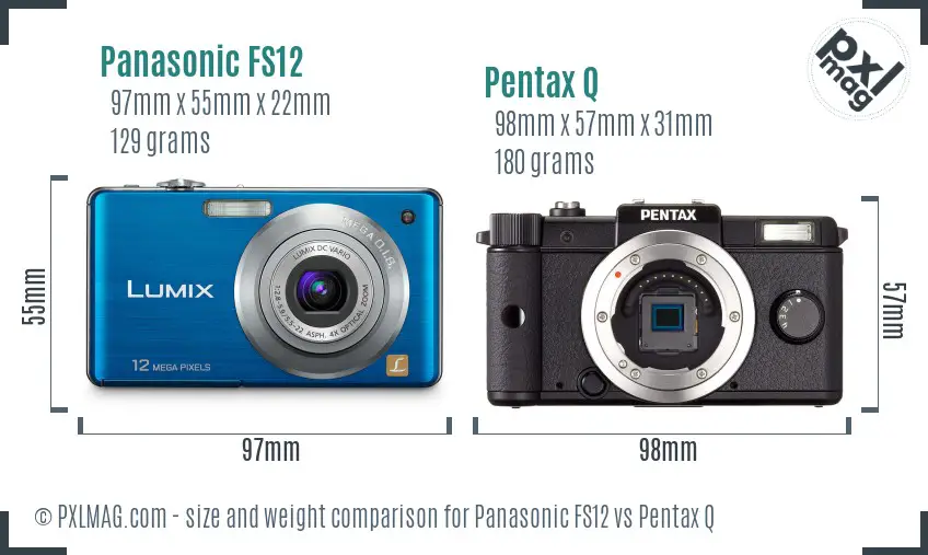 Panasonic FS12 vs Pentax Q size comparison