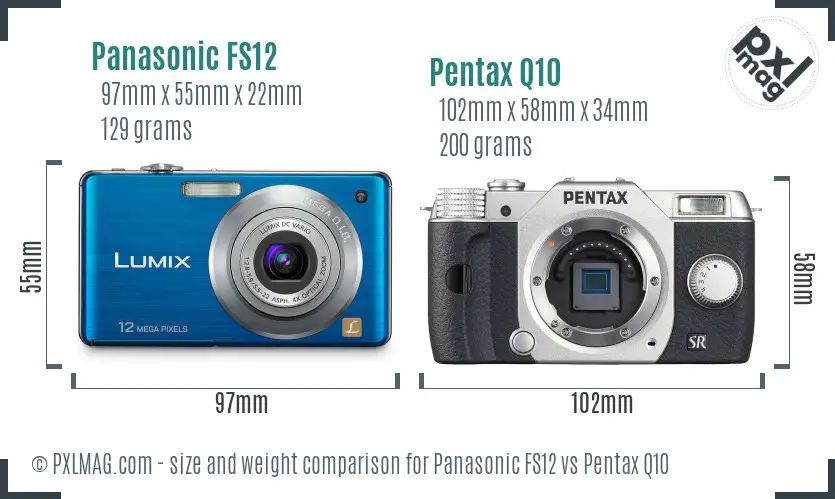 Panasonic FS12 vs Pentax Q10 size comparison