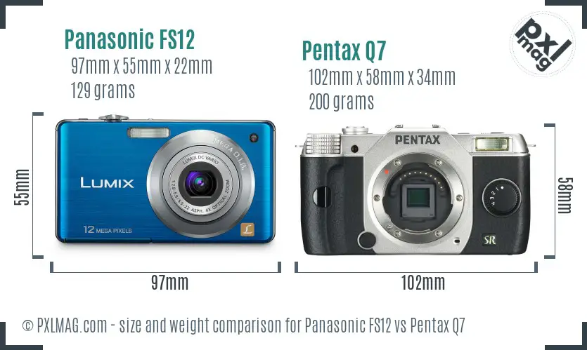 Panasonic FS12 vs Pentax Q7 size comparison
