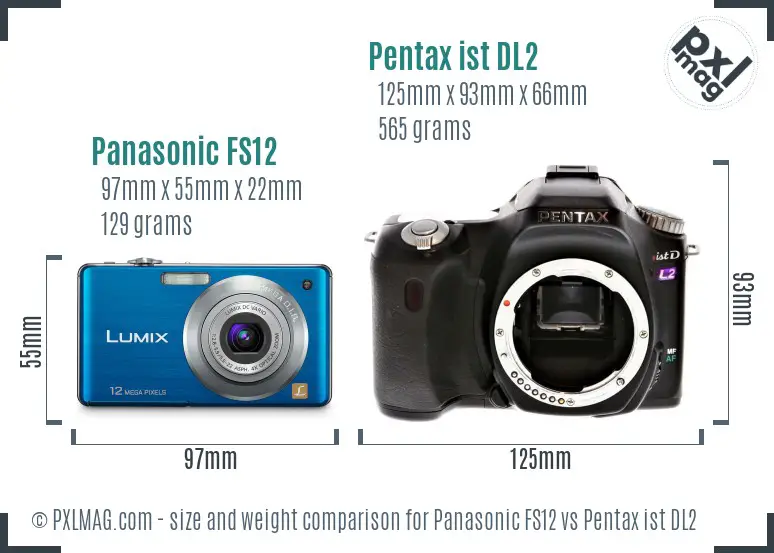 Panasonic FS12 vs Pentax ist DL2 size comparison