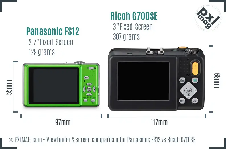 Panasonic FS12 vs Ricoh G700SE Screen and Viewfinder comparison Panasonic FS12 vs Ricoh G700SE Screen and Viewfinder comparison
