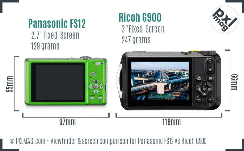 Panasonic FS12 vs Ricoh G900 Screen and Viewfinder comparison