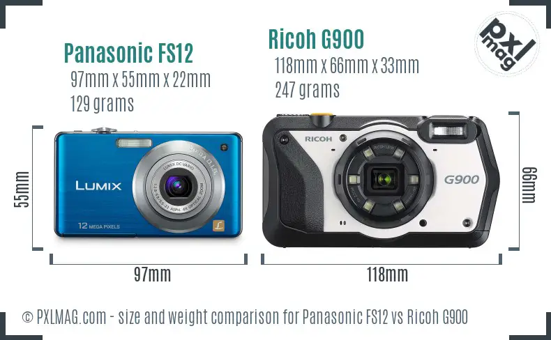 Panasonic FS12 vs Ricoh G900 size comparison