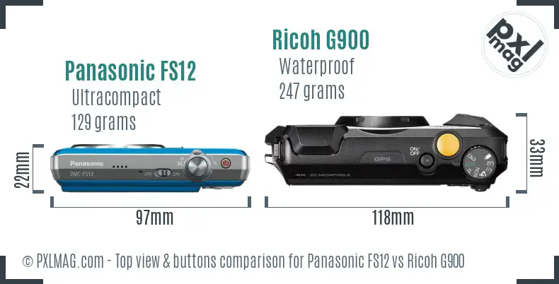 Panasonic FS12 vs Ricoh G900 top view buttons comparison