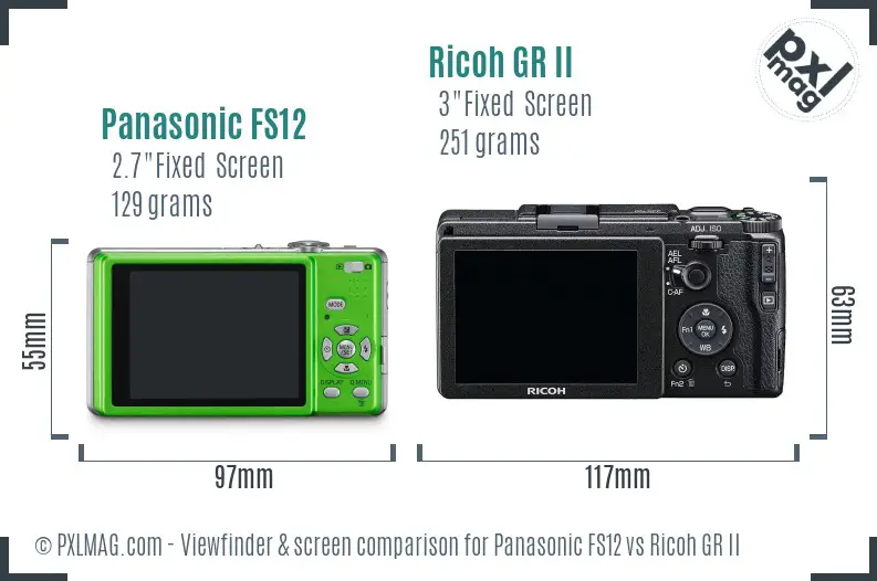 Panasonic FS12 vs Ricoh GR II Screen and Viewfinder comparison
