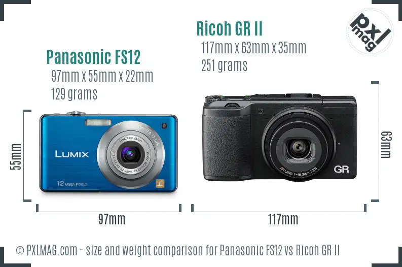 Panasonic FS12 vs Ricoh GR II size comparison