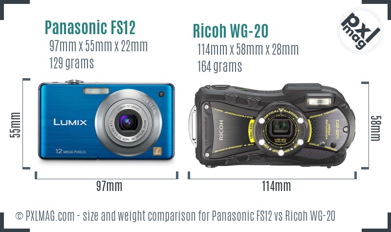 Panasonic FS12 vs Ricoh WG-20 size comparison Panasonic FS12 vs Ricoh WG-20 size comparison