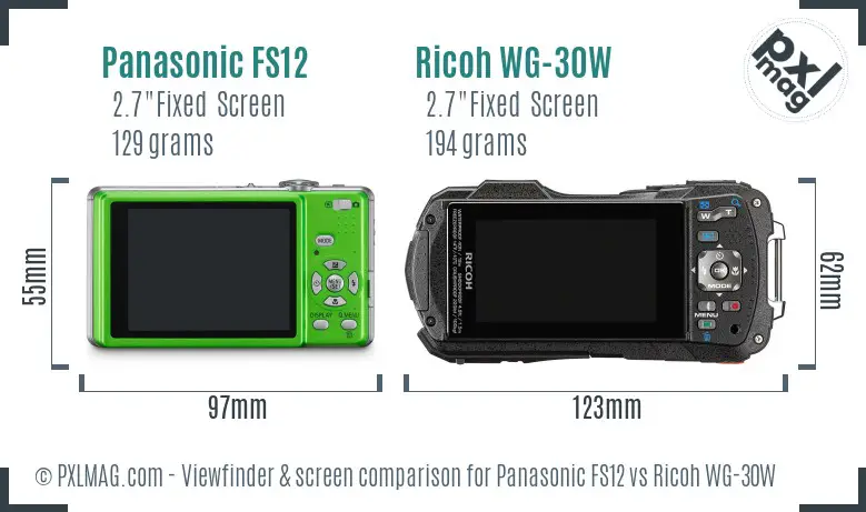 Panasonic FS12 vs Ricoh WG-30W Screen and Viewfinder comparison Panasonic FS12 vs Ricoh WG-30W Screen and Viewfinder comparison