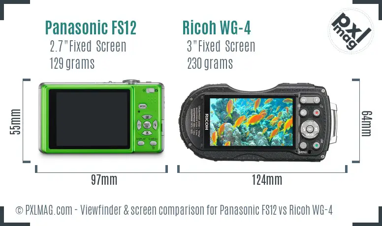 Panasonic FS12 vs Ricoh WG-4 Screen and Viewfinder comparison