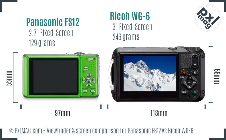 Panasonic FS12 vs Ricoh WG-6 Screen and Viewfinder comparison