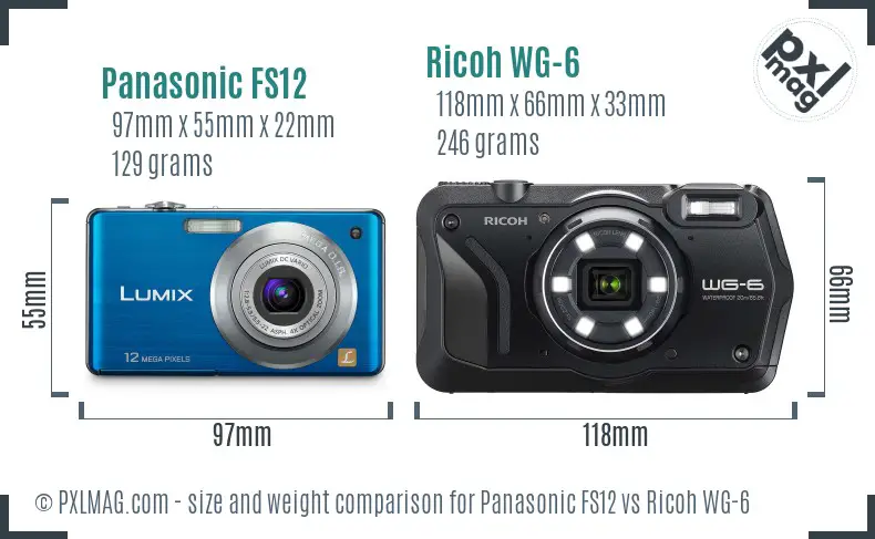 Panasonic FS12 vs Ricoh WG-6 size comparison