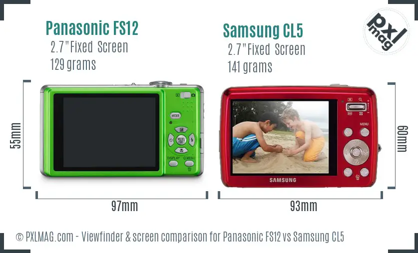 Panasonic FS12 vs Samsung CL5 Screen and Viewfinder comparison
