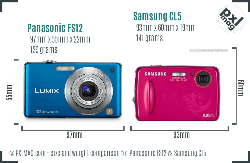 Panasonic FS12 vs Samsung CL5 size comparison