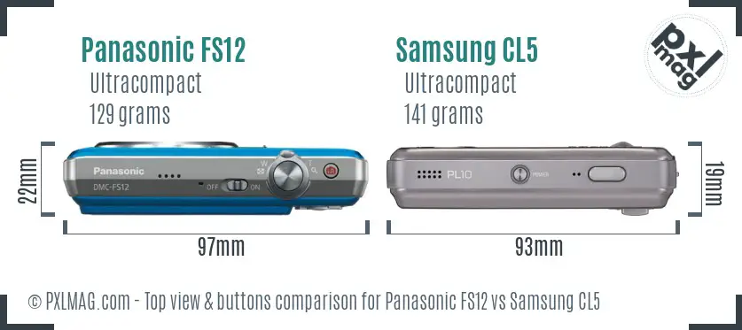 Panasonic FS12 vs Samsung CL5 top view buttons comparison