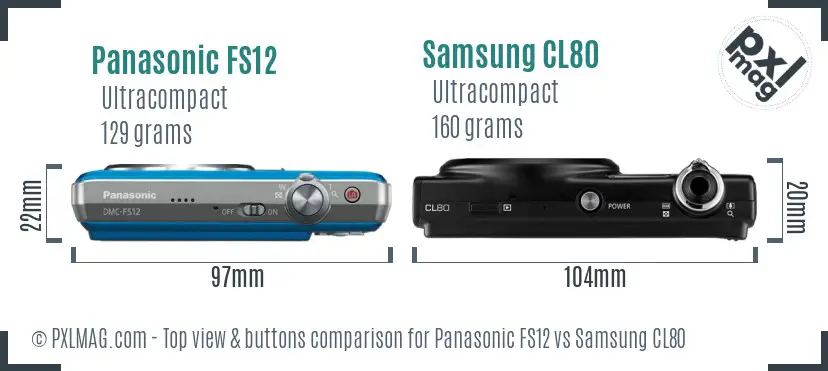Panasonic FS12 vs Samsung CL80 top view buttons comparison